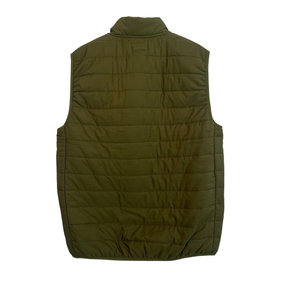 Hang Ten Men's Small Quilted Green Puffer Pocket Sleeveless Zipper Winter Vest - Picture 4 of 4